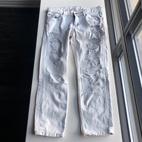 Mango Nancy Bleached Distressed Relaxed Crop Jeans - Picture 2 of 6